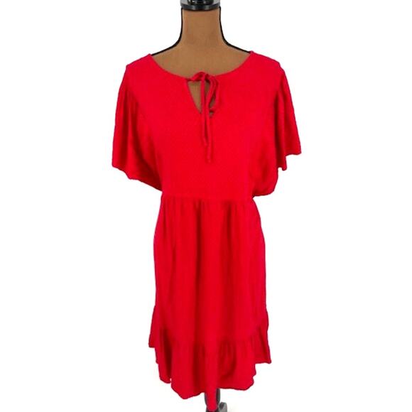Knox Rose Red Midi Dress with Cap Sleeves and a Ruffle Hem – Size XXL - Picture 1 of 8